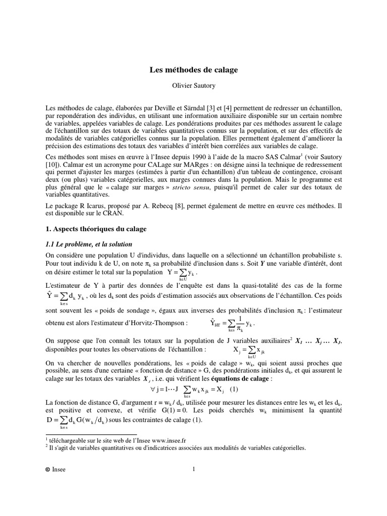 Méthodes de calage des échantillons | PDF | Estimateur (statistique ...