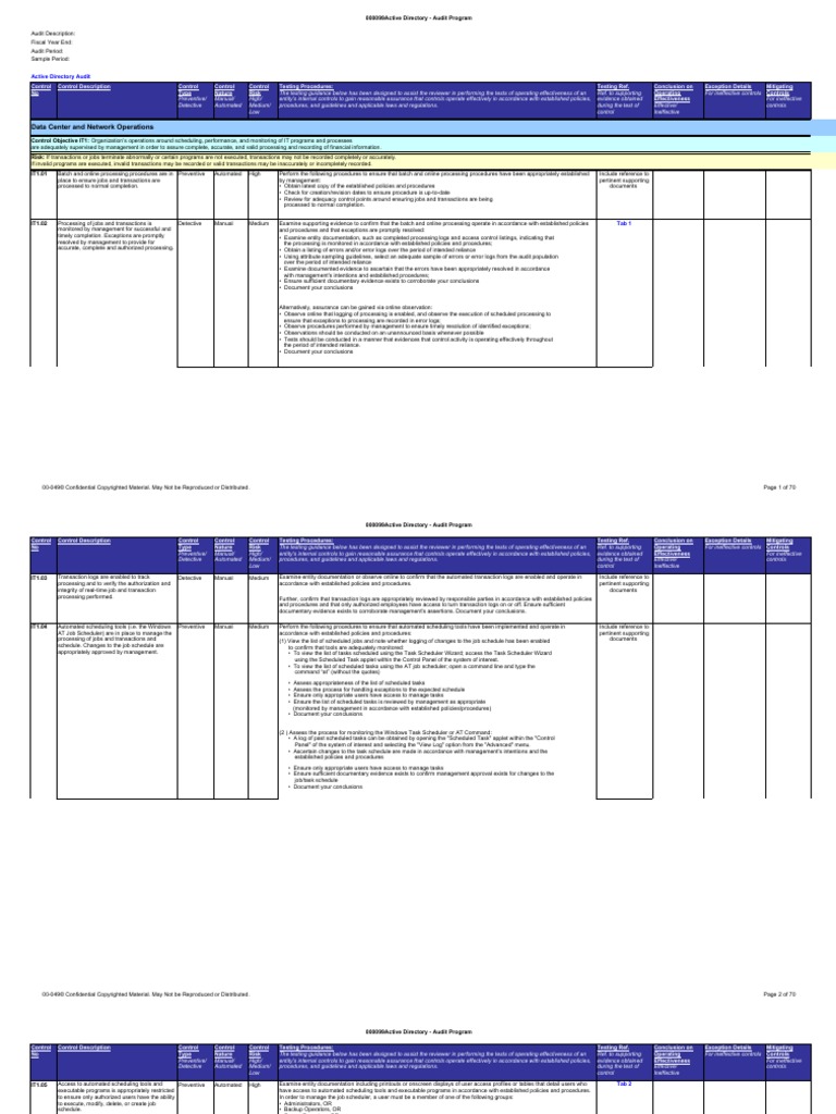 Active Directory Audit | PDF | Internal Control | Backup