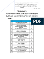 Pengumuman Peserta Didik Yang Akan Mengikuti Seleksi Olimpiade Sains Nasional Tingkat Sekolah