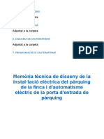 Memòria Tècnica de Disseny D'automatisme Elèctric D'una Porta D'entrada de Pàrquing