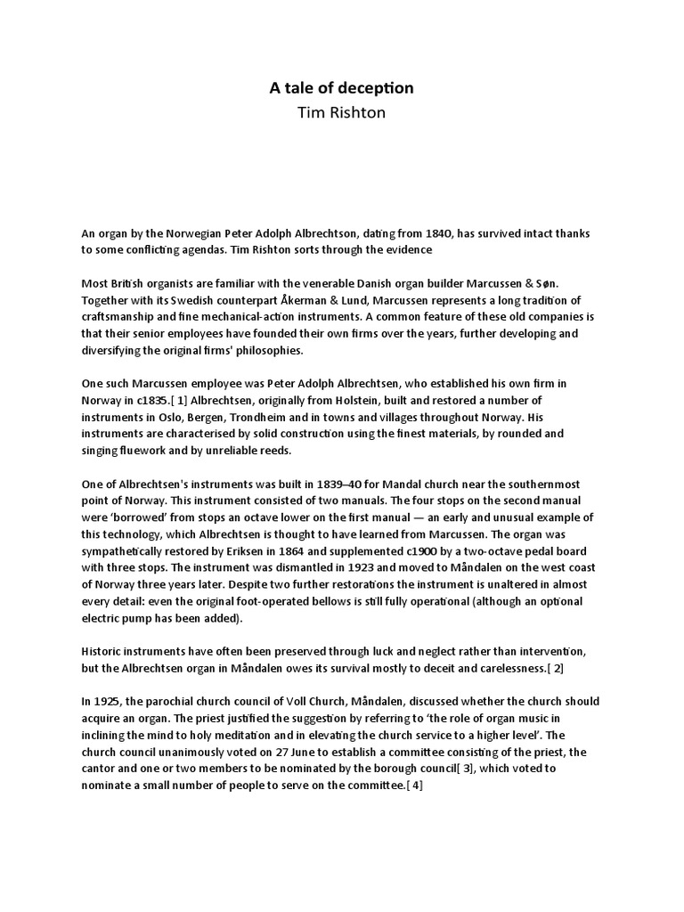 A Tale of Deception | Download Free PDF | Organ (Music) | Musical ...