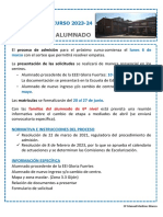 Aviso Web Admisión 2023