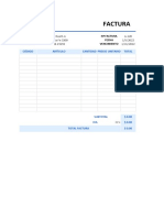 Formato de Factura en Excel