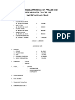 Daftar Anggaran Kegiatan Parade Seni Hut Kabupaten Cilacap 162 SMK Fatahillah Cipari