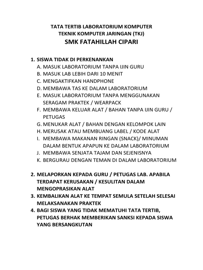 TATA TERTIB LABORATORIUM KOMPUTER PDF