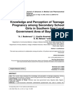 Knowledge and Perception of Teenage Pregnancy Among Secondary School Girls in Southern Ijaw Local Government Area of Bayelsa State