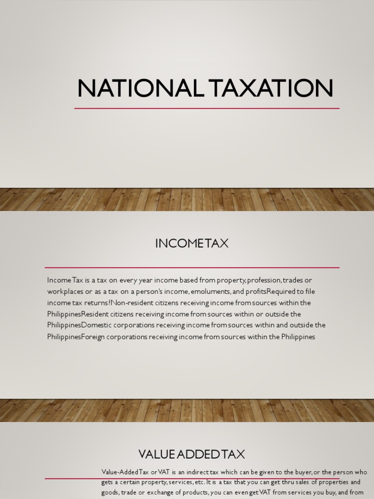 National Taxation System Ramos PDF Value Added Tax Taxes