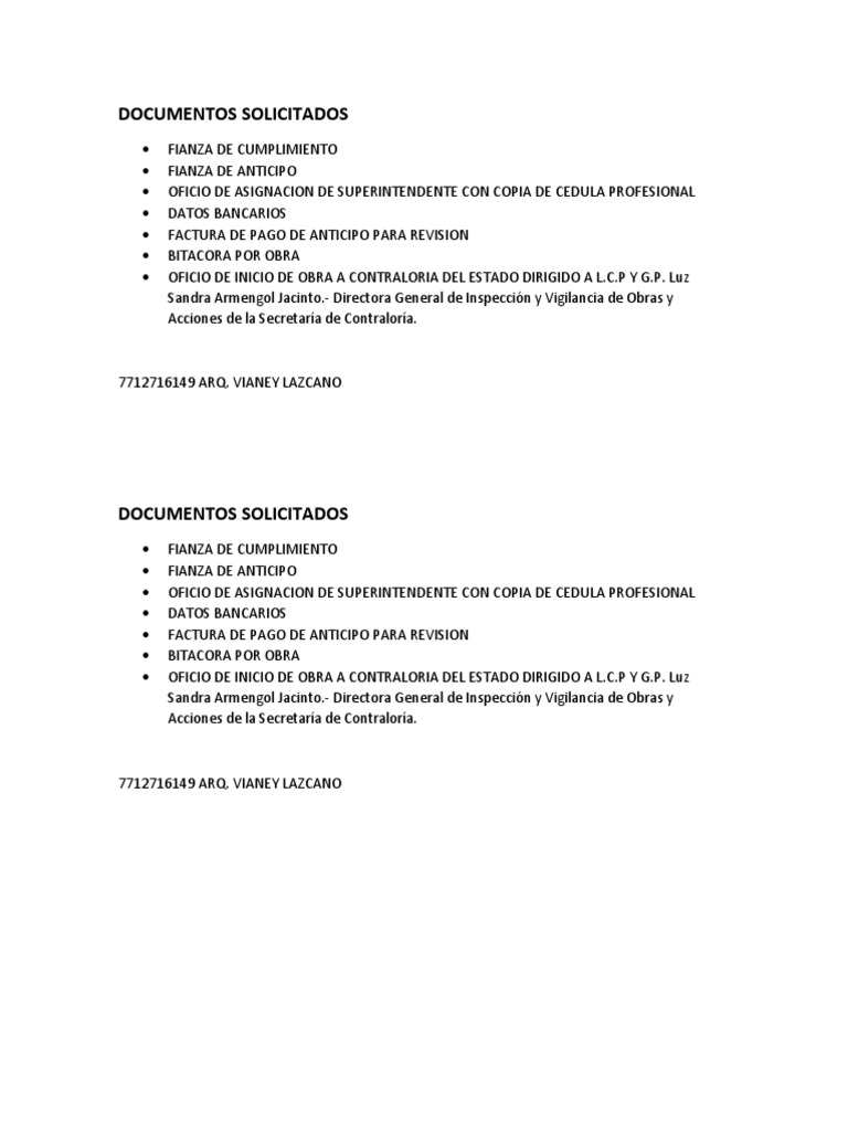 Documentos Solicitados | PDF