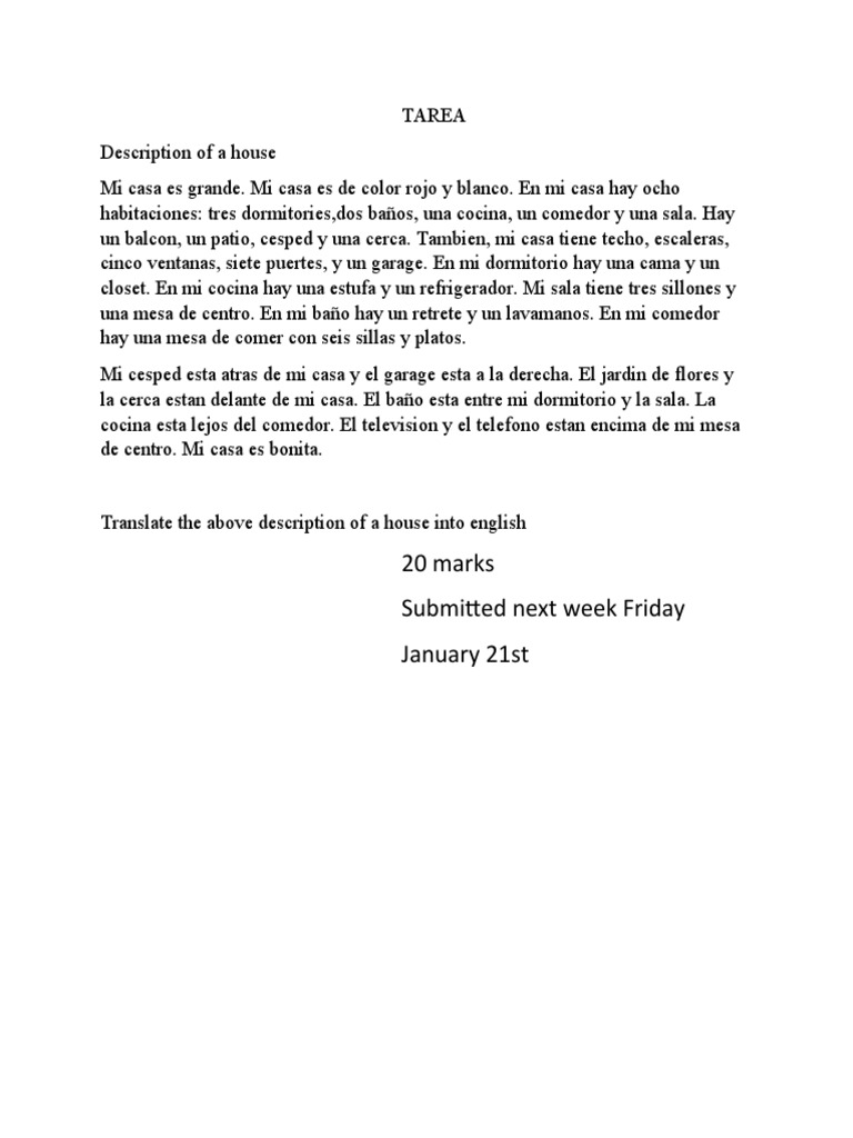 Description of A House Spanish PDF