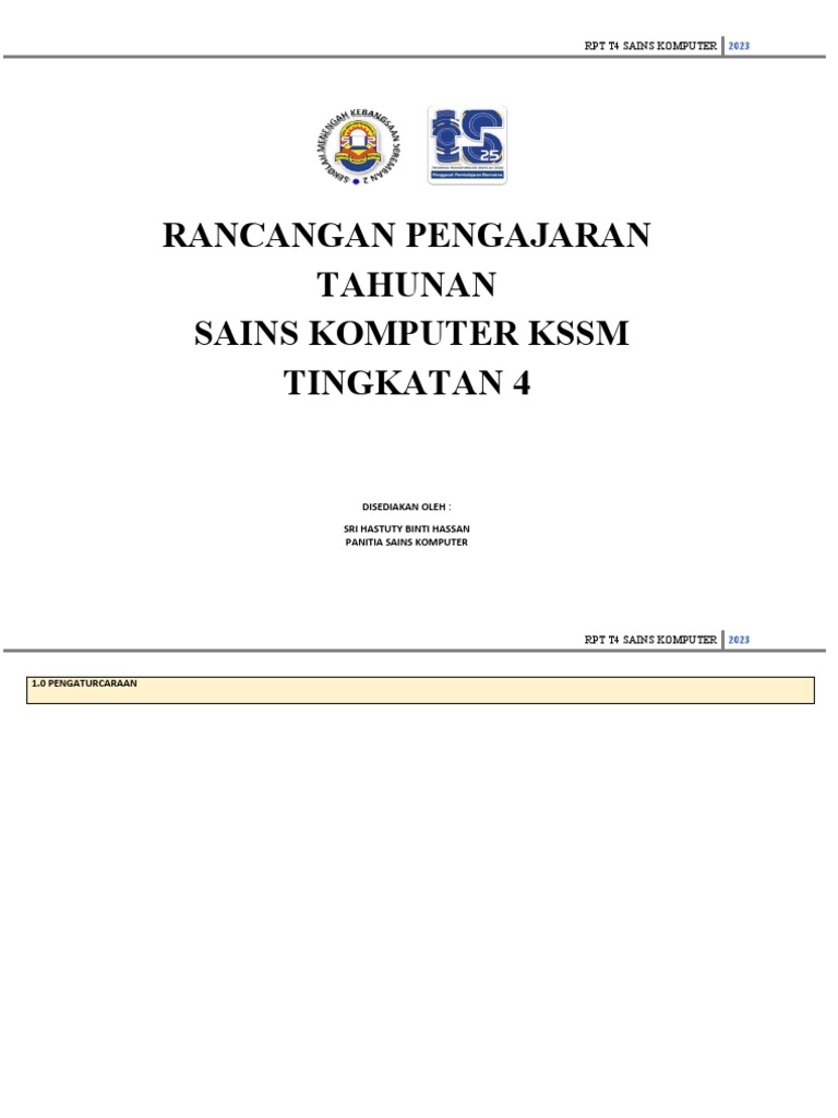RPT T4 Sains Komputer | PDF