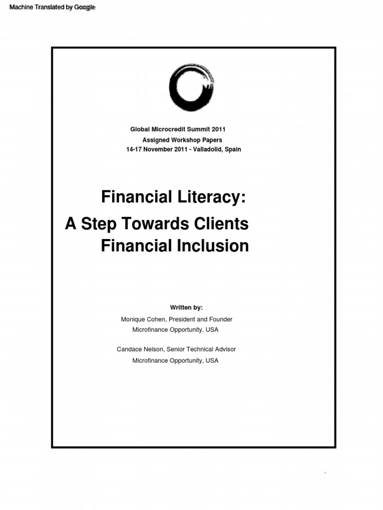 Financial Literacy for Inclusion | PDF | Cost Of Living | Financial ...