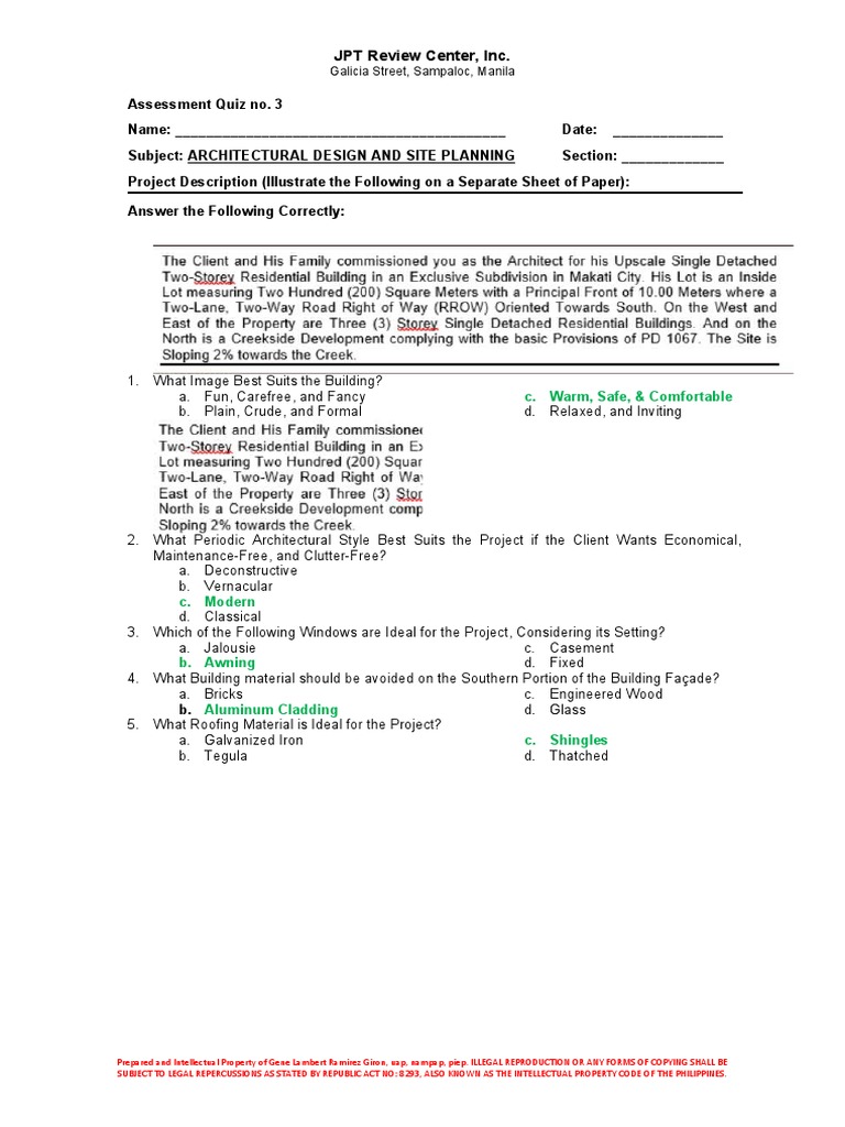 AR DES Jeboy Quiz 3 Architectural Styles & Exteriors PDF