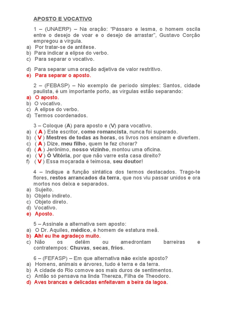 Aposto e Vocativo | PDF | Linguística