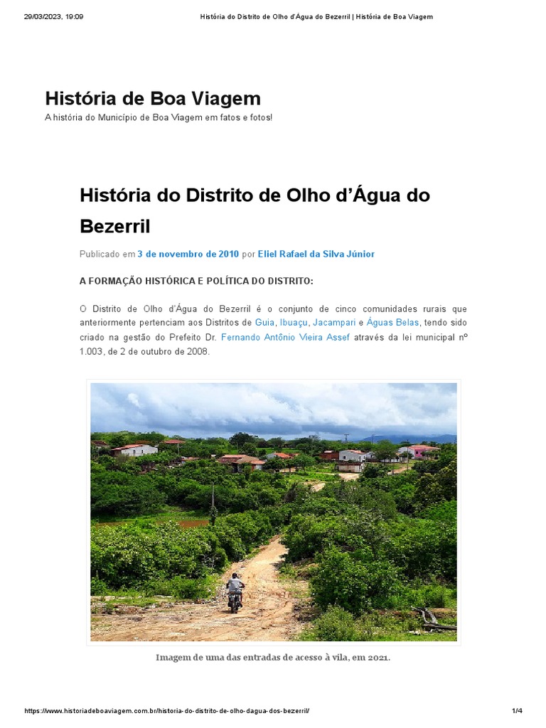História Do Distrito de Olho D'água Do Bezerril - História de Boa ...