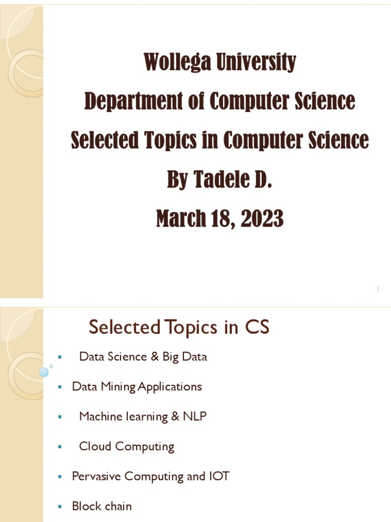 Wollega University Department of Computer Science Selected Topics in ...
