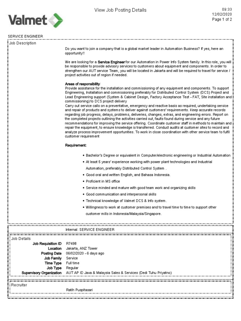 View Job Posting Details PDF Automation Engineer