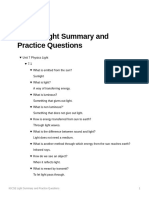 IGCSE Light Summary and Practice Questions