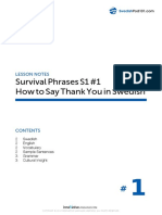 Survival Phrases S1 #1 How To Say Thank You in Swedish: Lesson Notes