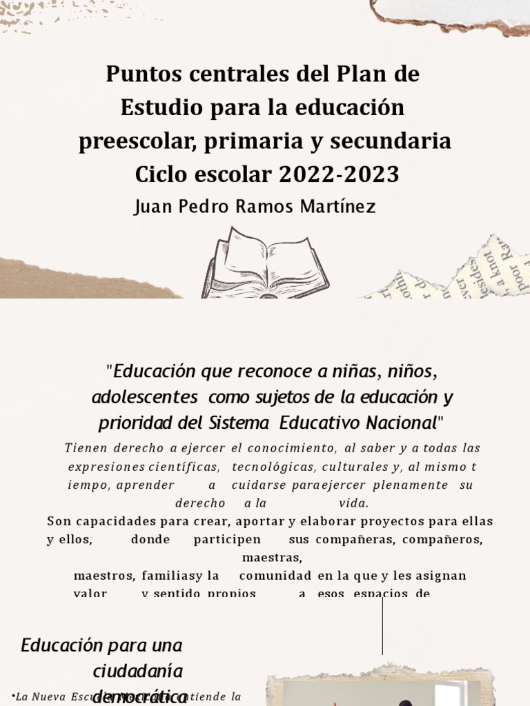 Puntos Centrales Del Plan de Estudio para La Educación Preescolar ...