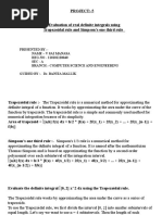 Project:-5 Evaluation of Real Definite Integrals Using Trapezoidal Rule and Simpson's One Third Rule