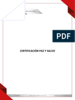 Certificación Paz Y Salvo