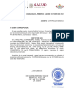 Comalcalco, Tabasco A 28 de Octubre de 2021: Medico Del Modulo 4 C.S. 4 N.B. Villa Aldama C.P. 8469979