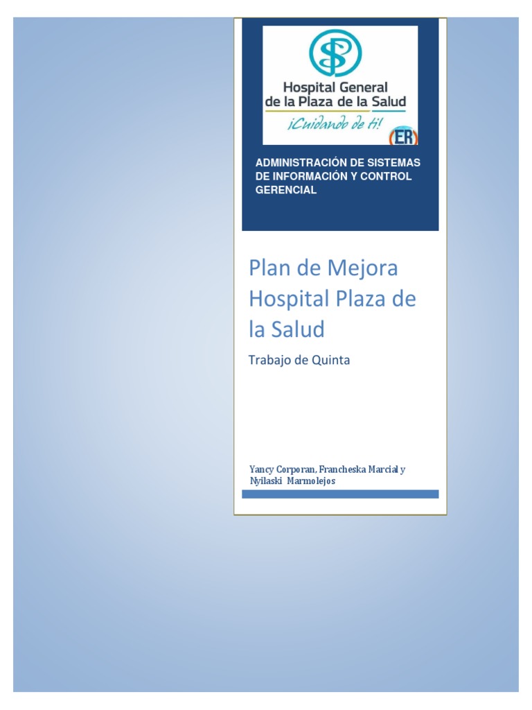 Plan de Mejora Hospital Plaza de La Salud | PDF | Planificación de ...