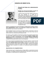 Biografía Fayol Padre de La Administración Positiva