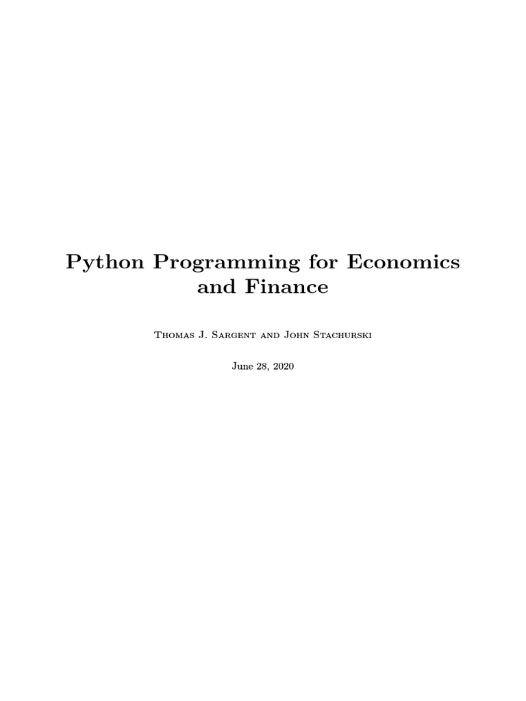 Python Programming For Economics and Finance | PDF | Python ...