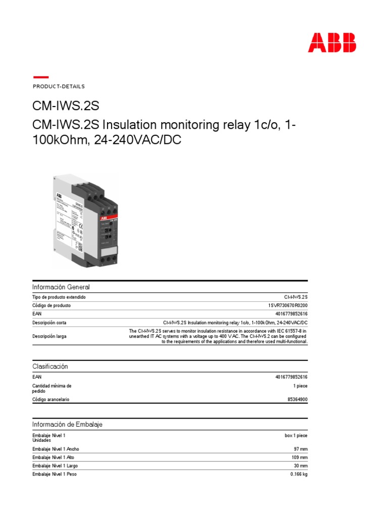 1SVR730670R0200 CM Iws 2s | PDF | Ingenieria Eléctrica | Electricidad