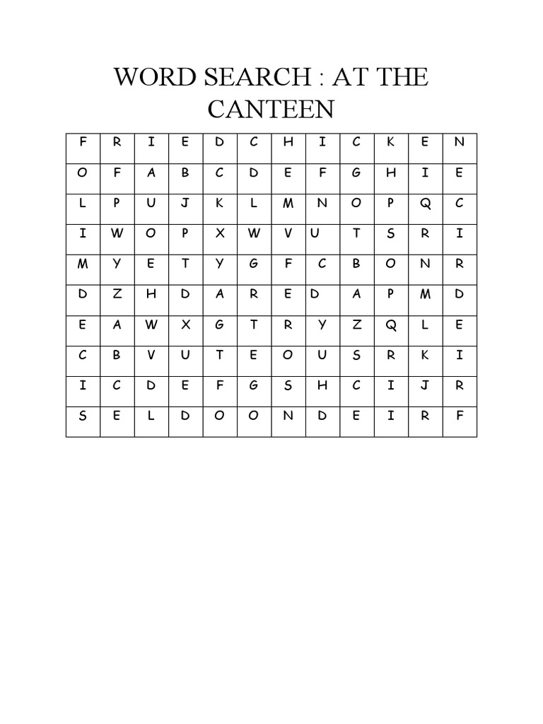 Word Search Canteen PDF