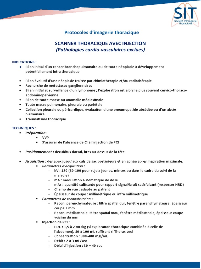 Protocoles de scanner thoracique injecté | PDF | Maladies et troubles ...