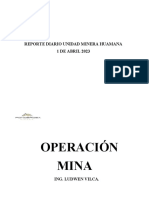 Reporte Diario Unidad Minera Huamana 1 DE ABRIL 2023