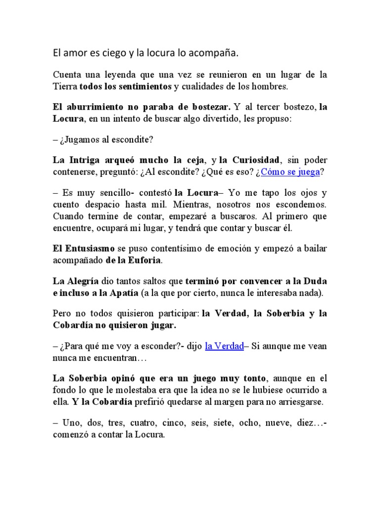 El Amor Es Ciego y La Locura Lo Acompaña.: Cómo Se Juega | PDF | Locura