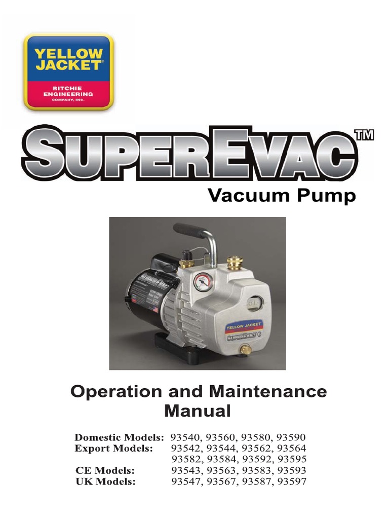 Yellow Jacket SuperEvac Vacuum Gauge 93580 Manual PDF