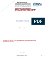 Relatório parcial PIBIC sobre projeto de pesquisa