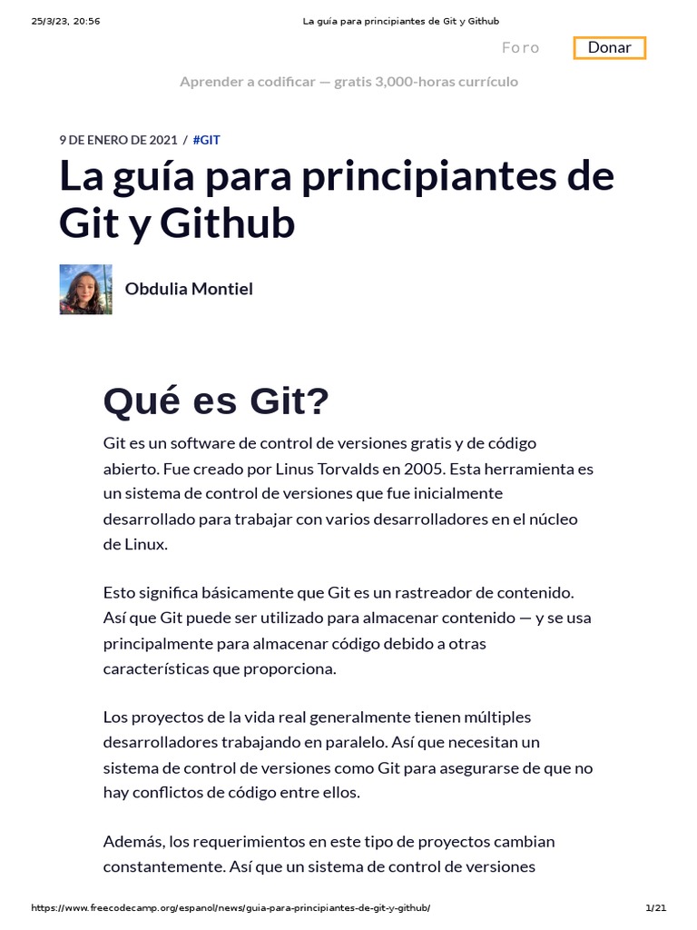 Guía básica de Git y GitHub en español | PDF | Control de versiones ...