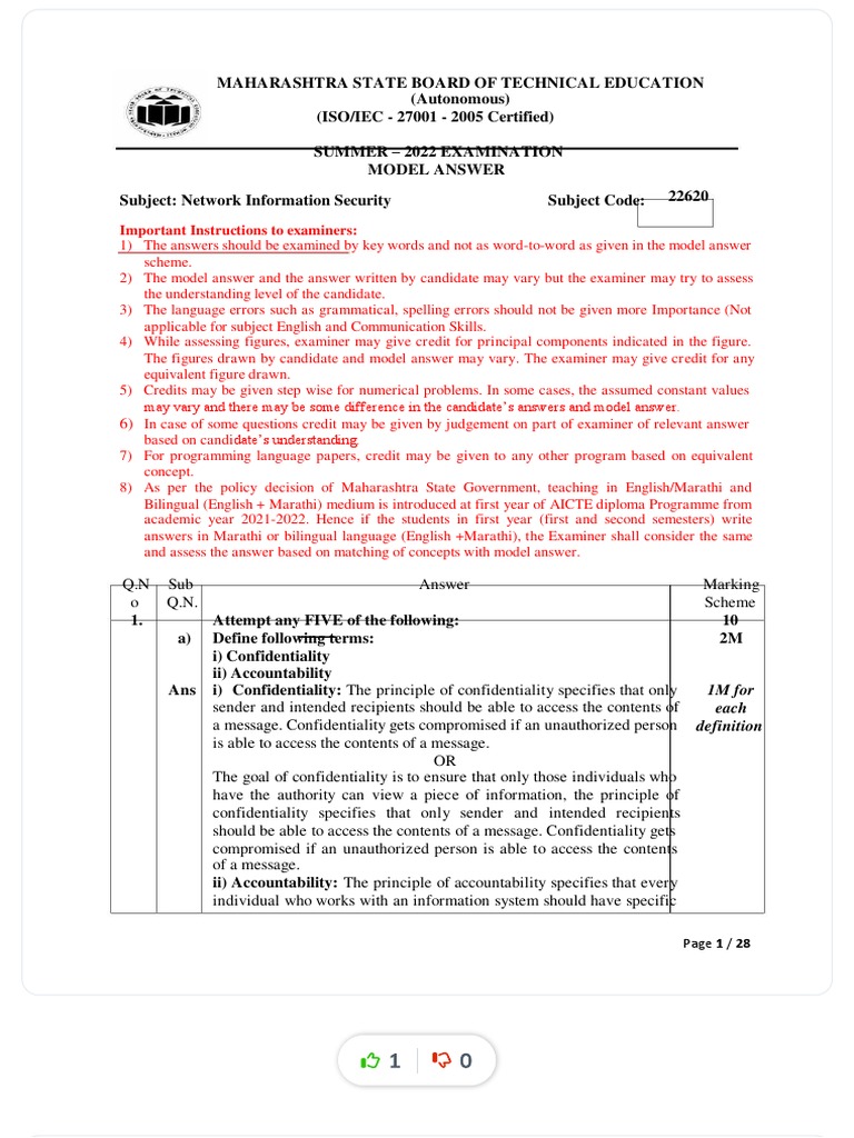 NIS Model Answer Paper 22620 Summer 2022 | PDF | Biometrics ...
