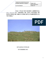 Ficha Ambiental Y Plan de Manejo Ambiental Del Proyecto: "Sistema de Agua Potable de Santa Rosa de Chilca Loma de La Parroquia La Victoria."