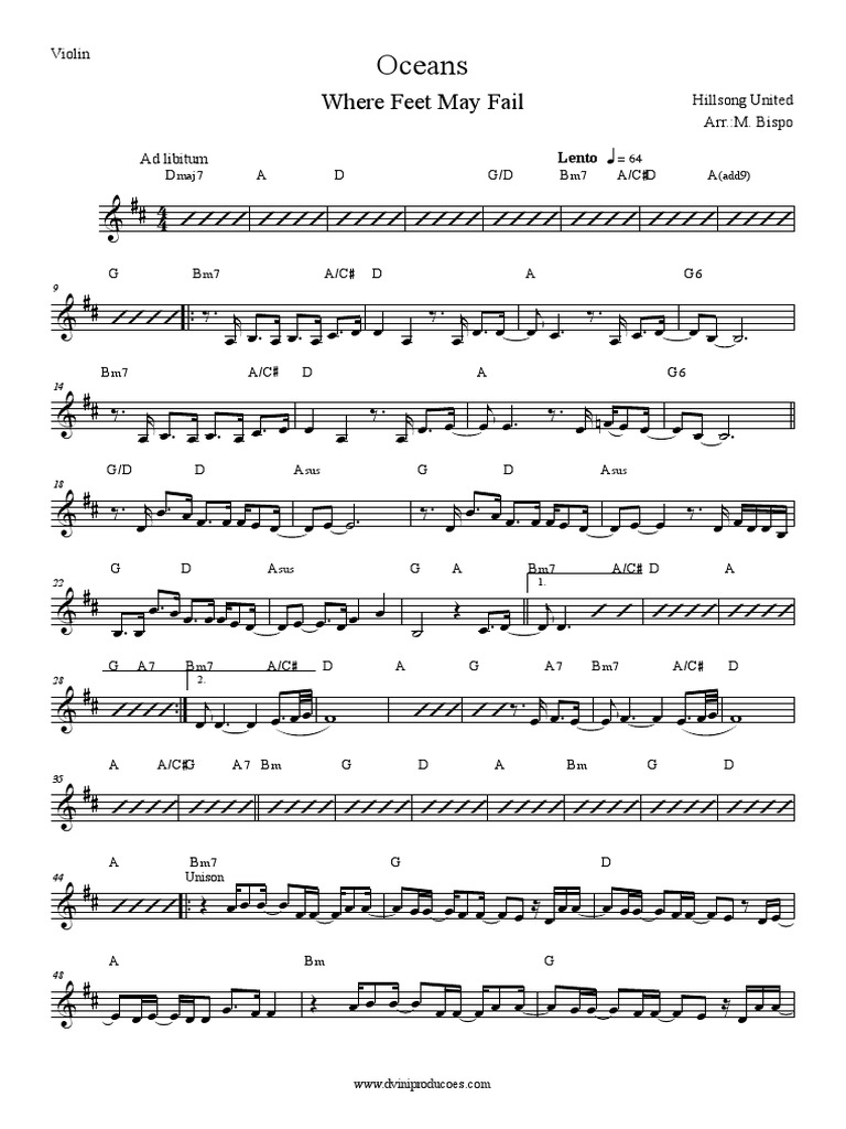 Oceans (Hillsong) Violin Cifrado PDF