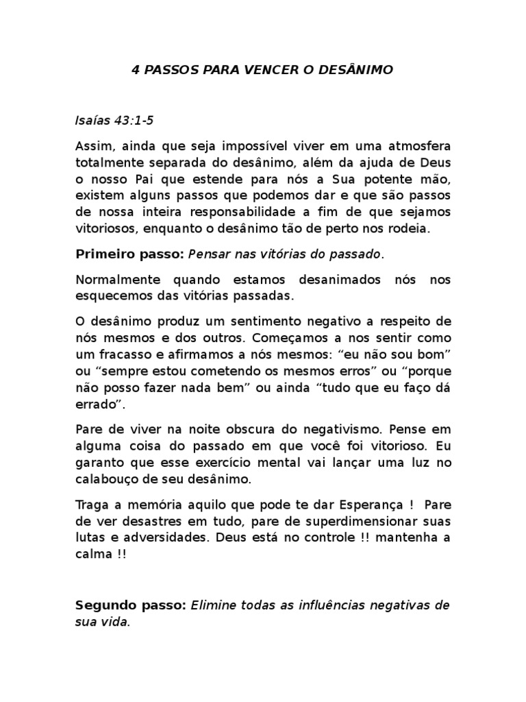 4 Passos para Vencer o Desânimo | PDF | Deus | Bíblia