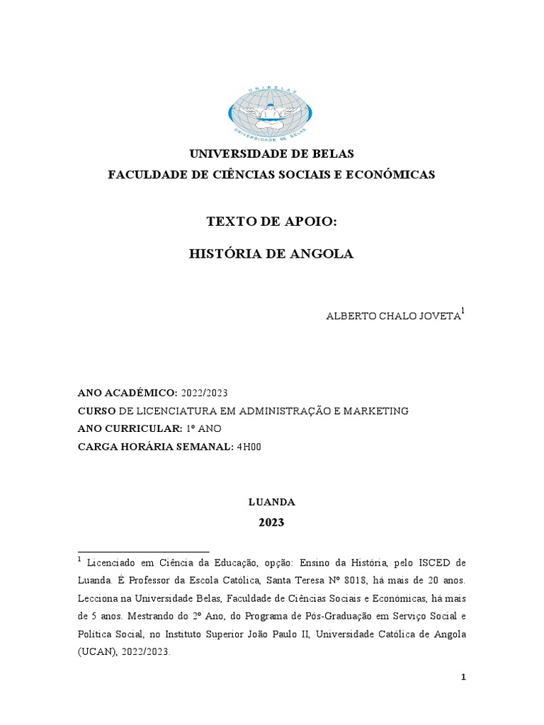 Introdução A História De Angola Pdf Science Conhecimento