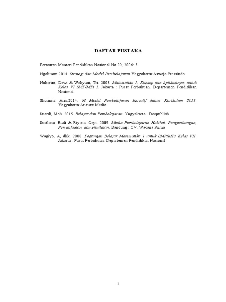 Daftar Pustaka Pendidikan dan Pembelajaran | PDF