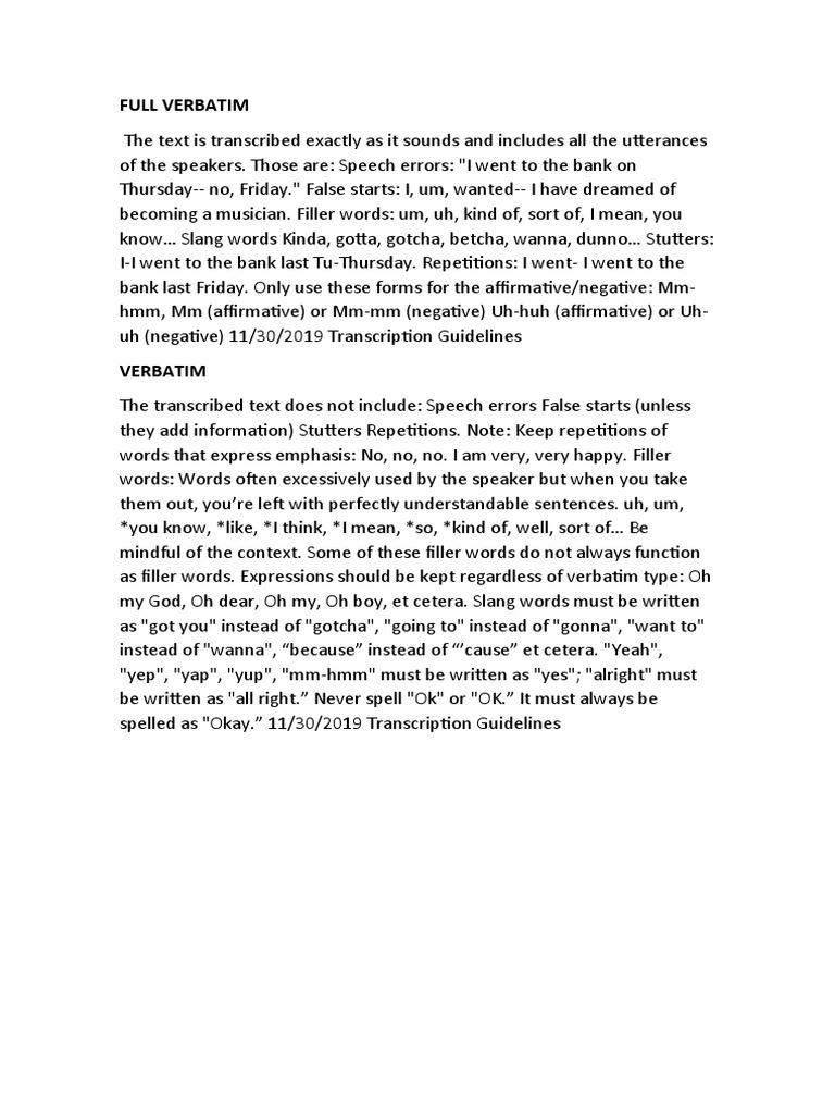 Full Verbatim | PDF | Language Arts & Discipline