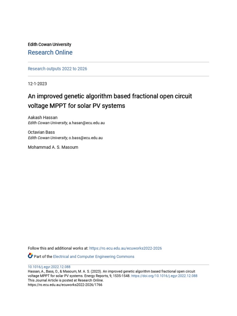 An Improved Genetic Algorithm Based Fractional Open Circuit Volta | PDF ...