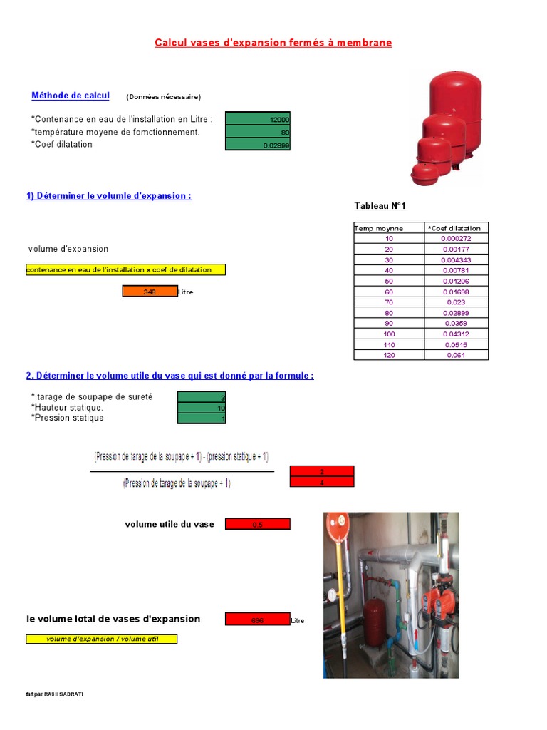 Calcul des vases d'expansion chauffage PDF Grandeur physique — free download