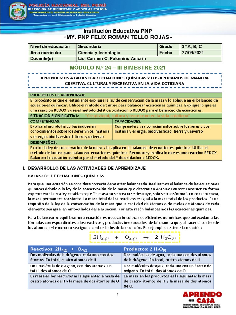 MÓDULO 24 - III BIM - CyT - 3ERO | PDF | Redox | Química