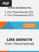 Types of Defects:: One Dimensional (1D) Two Dimensional (2D)