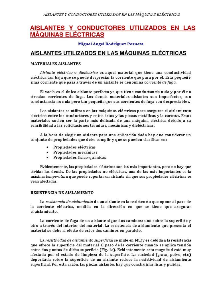 11-01-21 Aislantes y Conductores | PDF | Aislador (Electricidad) | voltaje