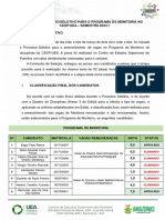 ATA DO PROCESSO SELETIVO PARA O PROGRAMA DE MONITORIA NO CESP/UEA